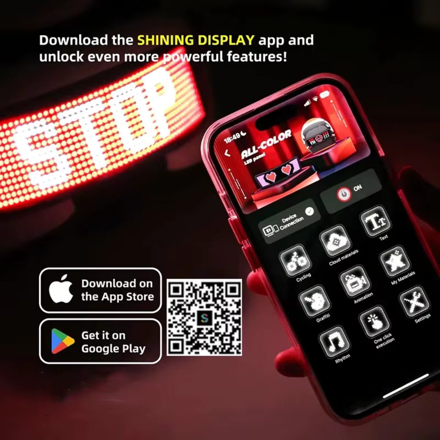 Smart LED Helmet Display